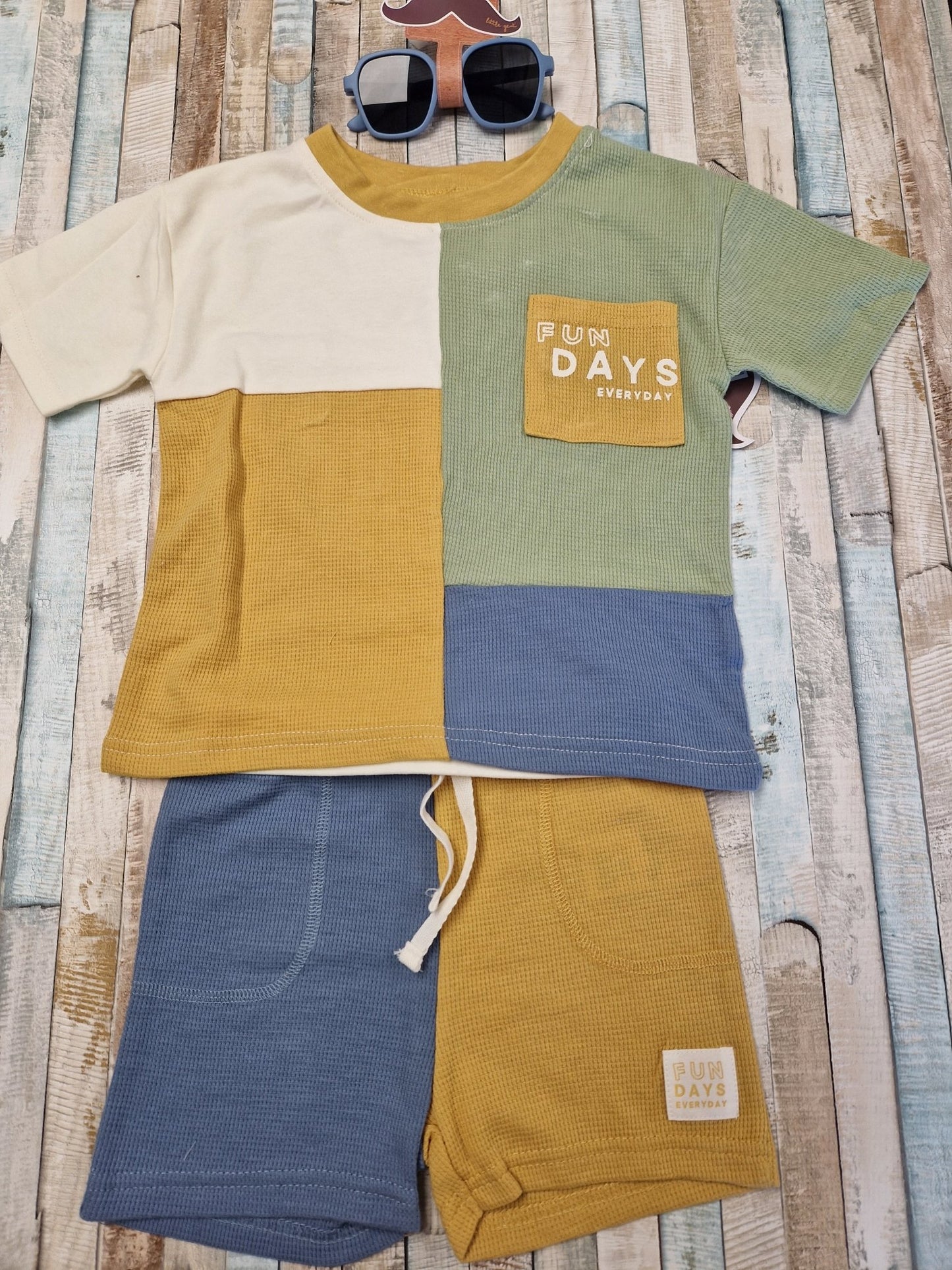 Baby Boys Fun Days Short Set With Sun Glasses - Nana B Baby & Childrenswear Boutique