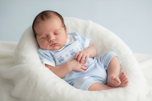 Baby Boys Gingham Checked Train Romper - Nana B Baby & Childrenswear Boutique