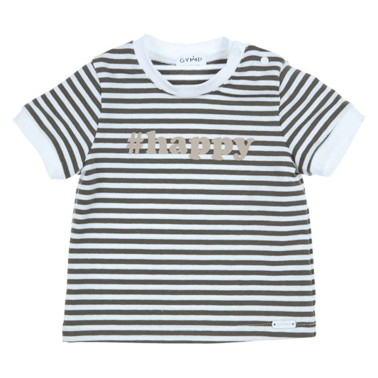 Baby Boys Khaki & White Happy T Shirt - Nana B Baby & Childrenswear Boutique