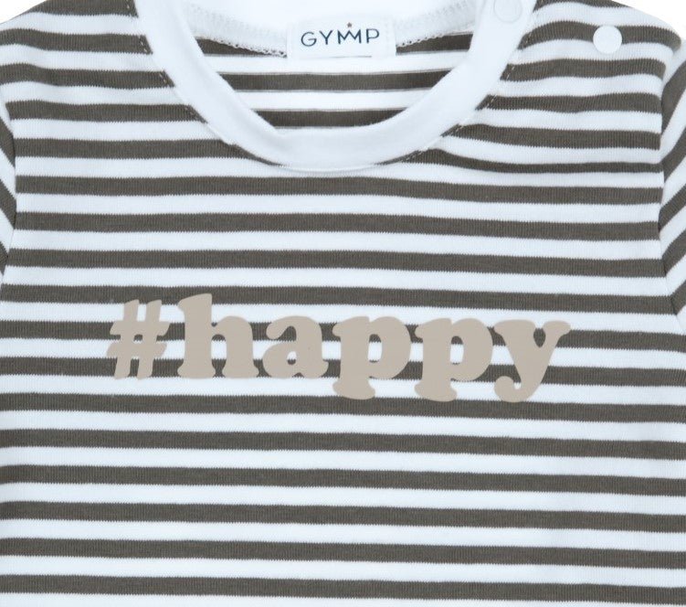 Baby Boys Khaki & White Happy T Shirt - Nana B Baby & Childrenswear Boutique
