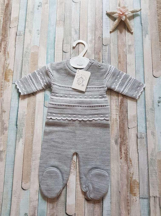 Baby Boys Knitted Grey & White Pointelle Two Piece Set - Nana B Baby & Childrenswear Boutique