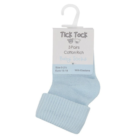 Baby Boys Tick Tock Blue Turndown Socks - Nana B Baby & Childrenswear Boutique