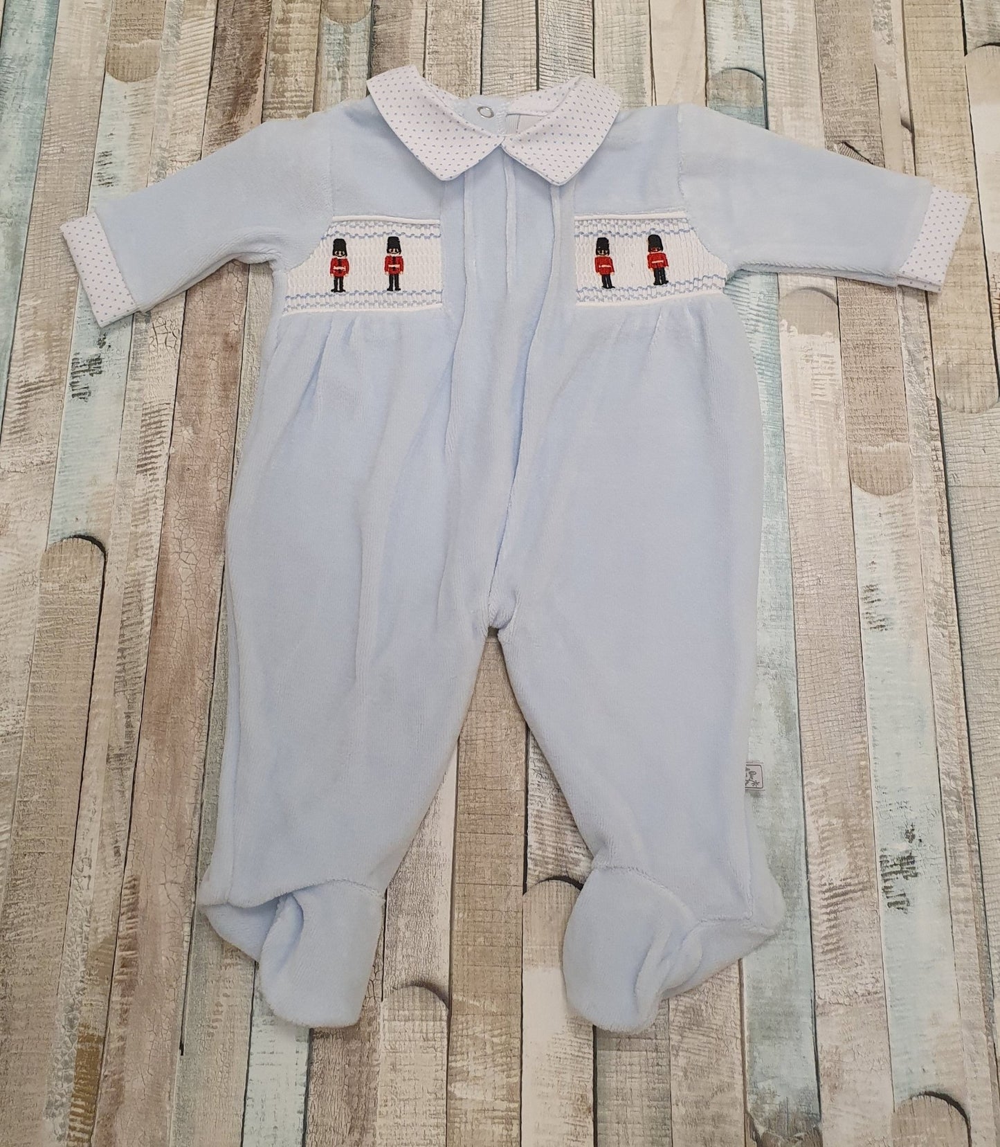Baby Boys Velour Little Soldier Onesie - Nana B Baby & Childrenswear Boutique