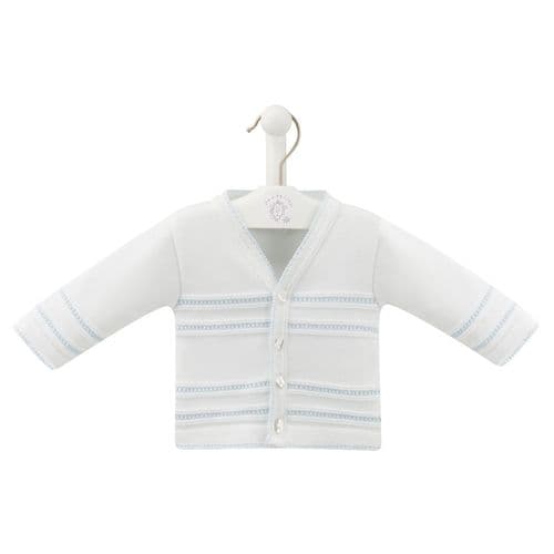 Baby Boys White And Blue Pointelle Cardigan - Nana B Baby & Childrenswear Boutique