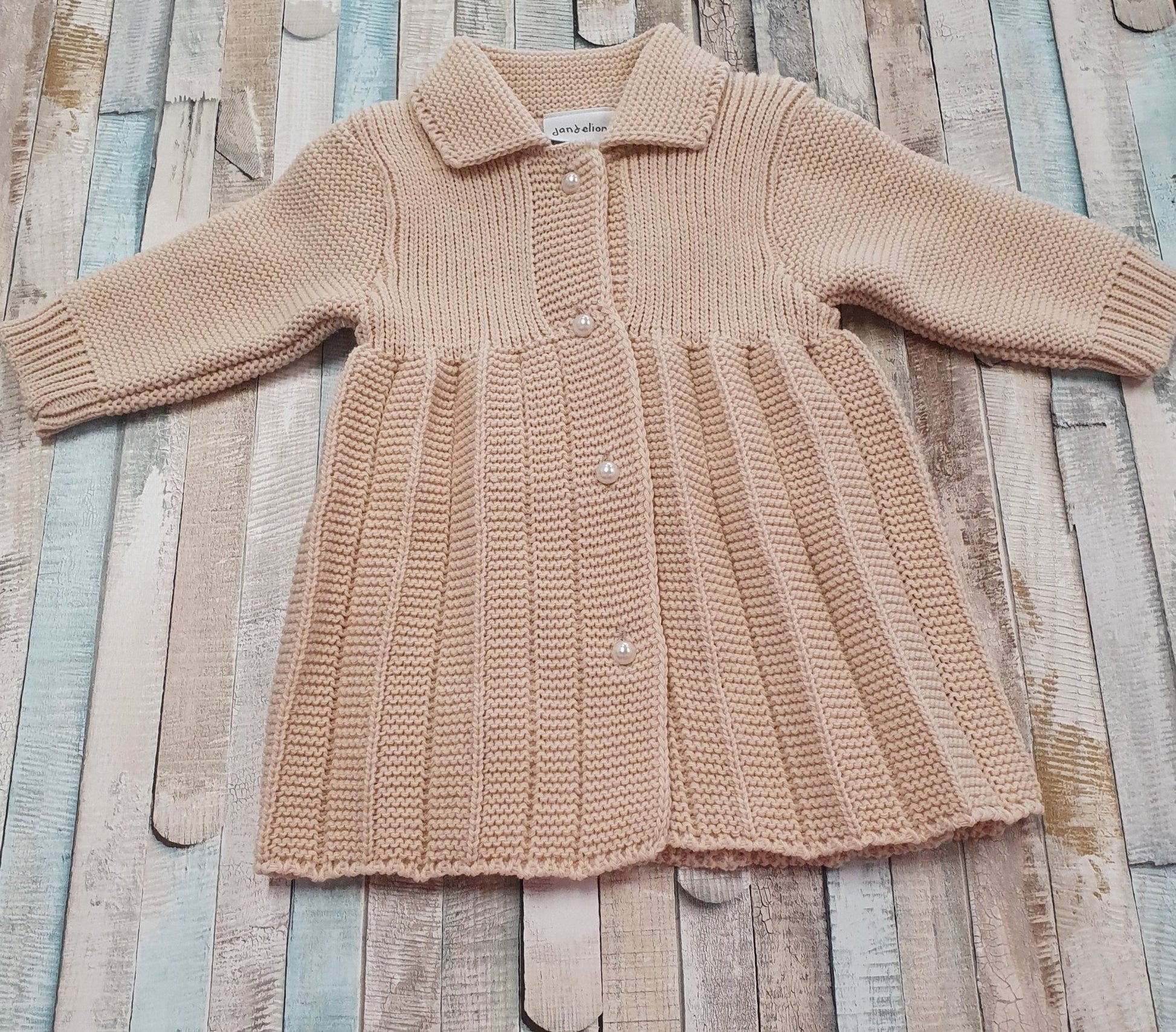Baby Girls Beige Pearl Button Baby Coat - Nana B Baby & Childrenswear Boutique