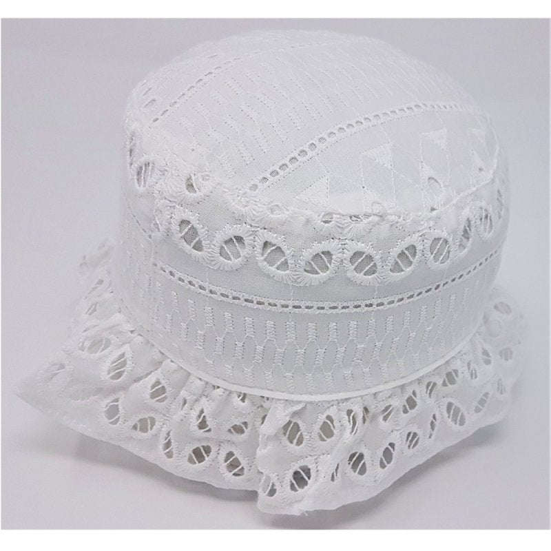 Baby Girls Cream Cotton Embroidered Bucket Sun Hat - Nana B Baby & Childrenswear Boutique