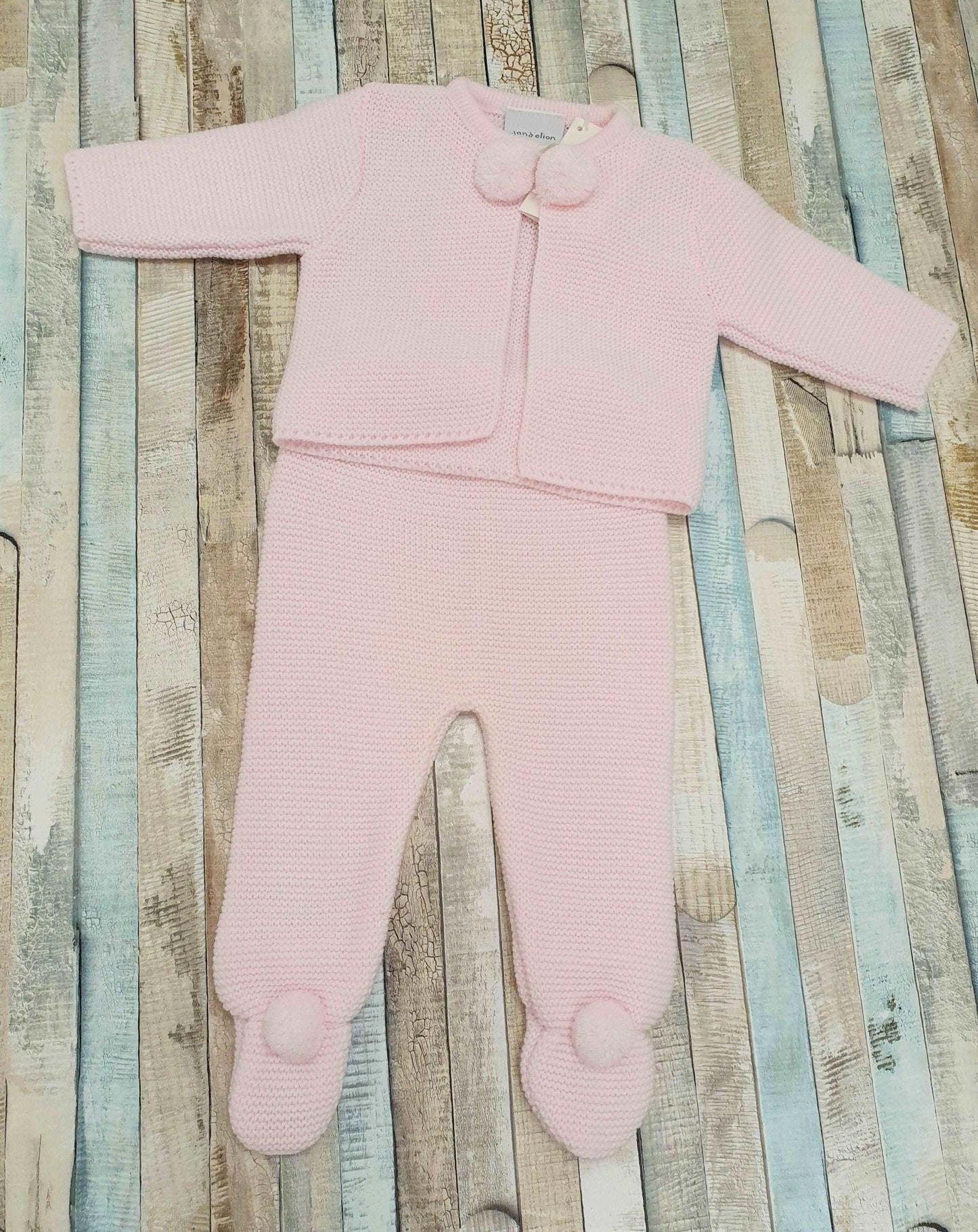 Baby Girls Knitted Pink Pom Pom Set - Nana B Baby & Childrenswear Boutique