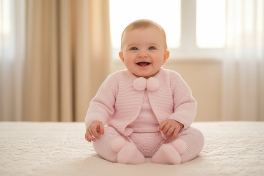 Baby Girls Knitted Pink Pom Pom Set - Nana B Baby & Childrenswear Boutique