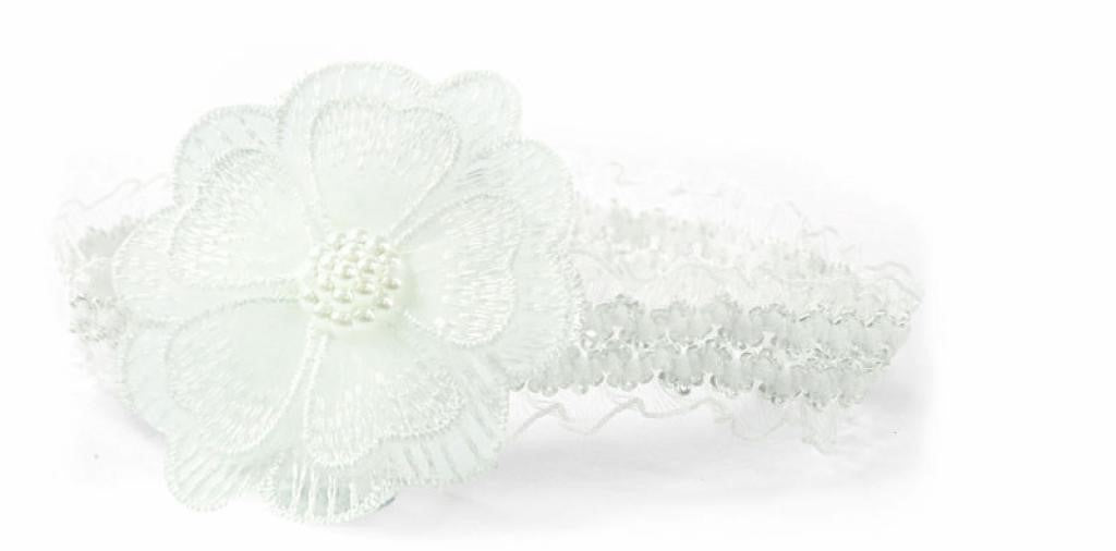 Baby Girls Lace Flower And Pearl Headband - Nana B Baby & Childrenswear Boutique