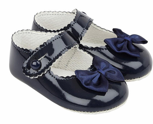 Baby Girls Navy Bow Soft Bottom Shoe - Nana B Baby & Childrenswear Boutique