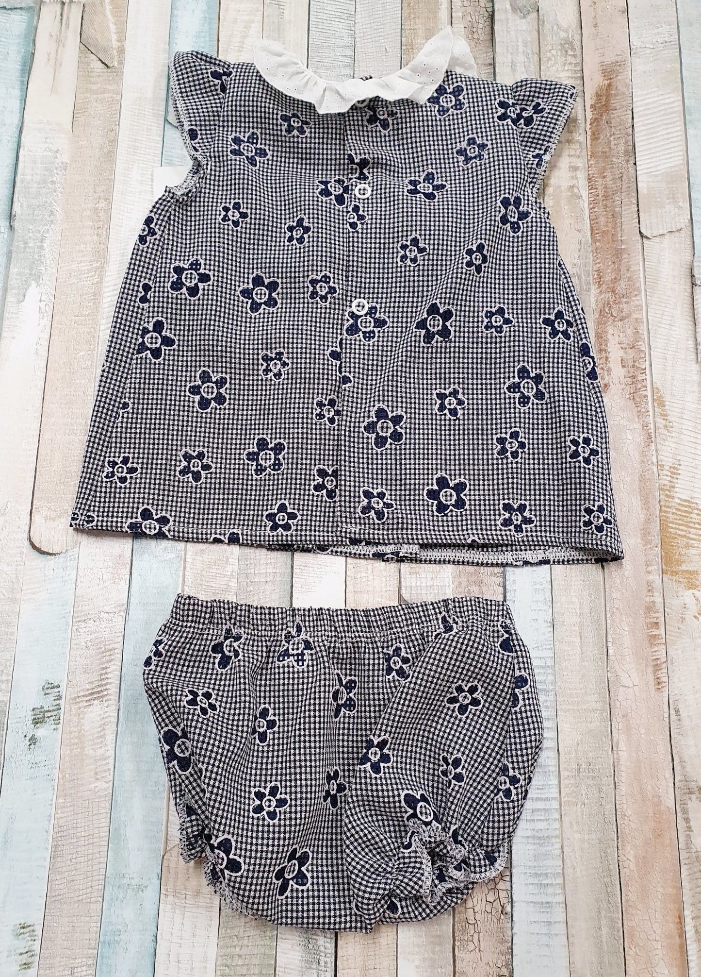 Baby Girls Navy & White Summer Dress With Pants - Nana B Baby & Childrenswear Boutique