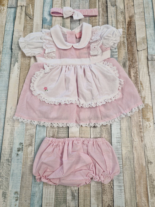 Baby Girls Pink And White Apron Dress Set - Nana B Baby & Childrenswear Boutique