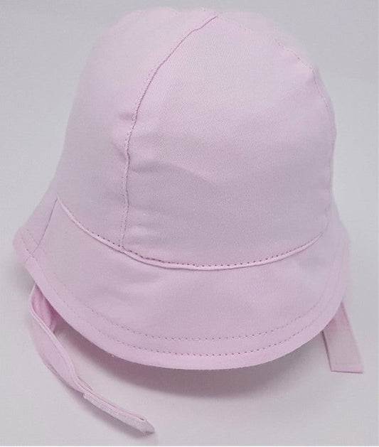 Baby Girls Pink Jersey Cloche Hat With Chin Strap