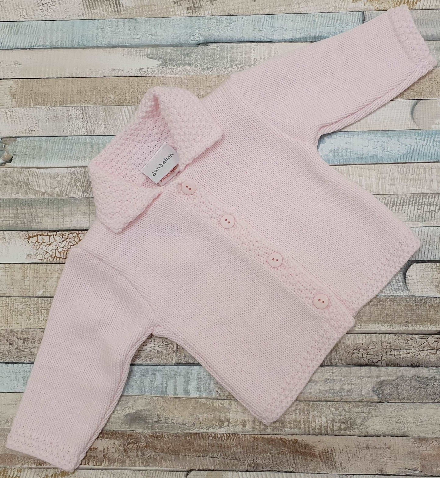 Baby Girls Pink Knitted Cardigan With Collar