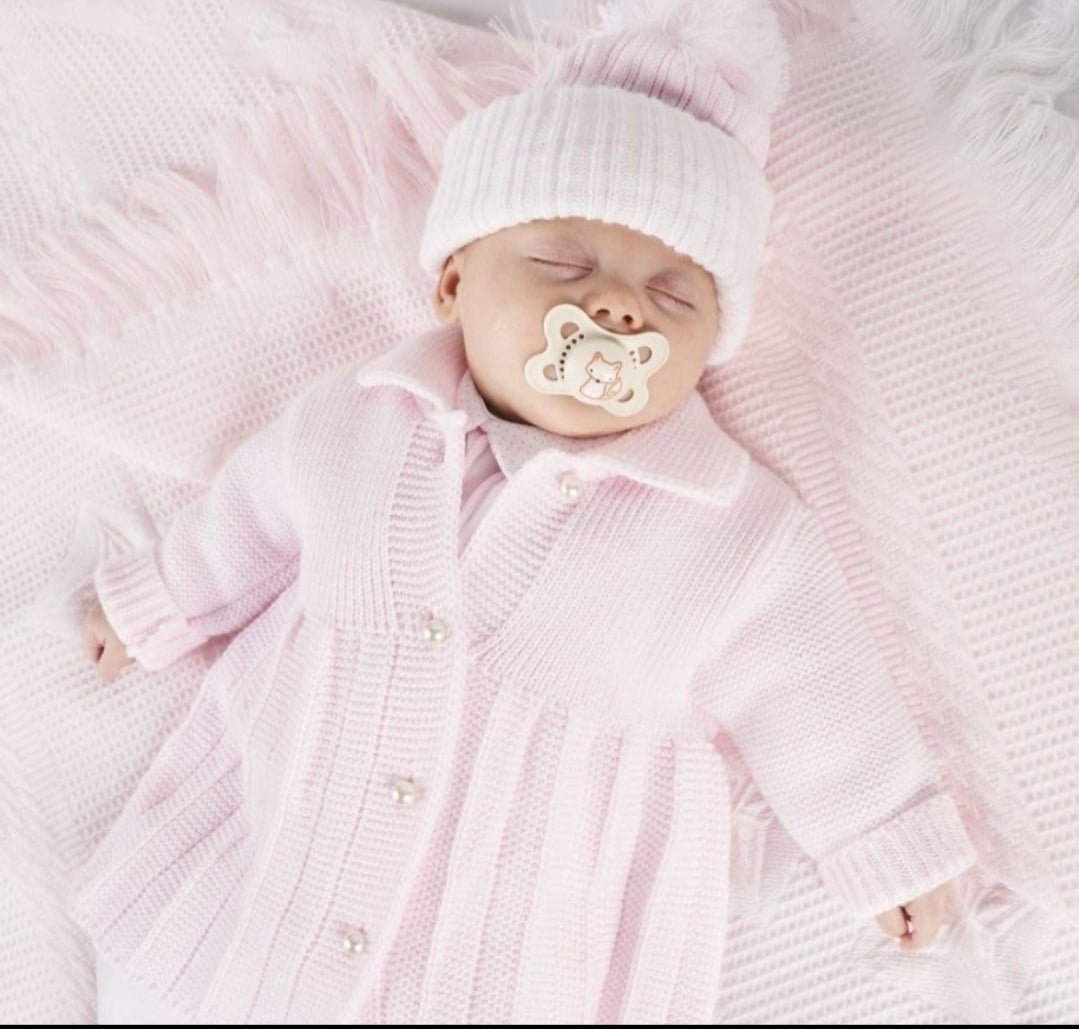 Baby Girls Pink Pearl Button Baby Coat