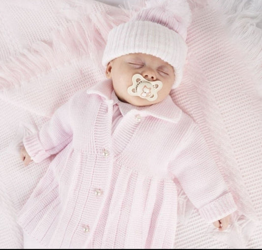 Baby Girls Pink Pearl Button Baby Coat