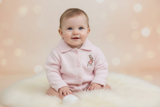 Baby Girls Pink Rabbit Cardigan