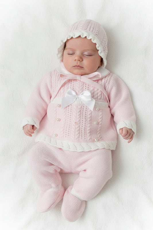 Baby Girls Pink & White 3 Piece Angel Top & Leggings Set - Nana B Baby & Childrenswear Boutique