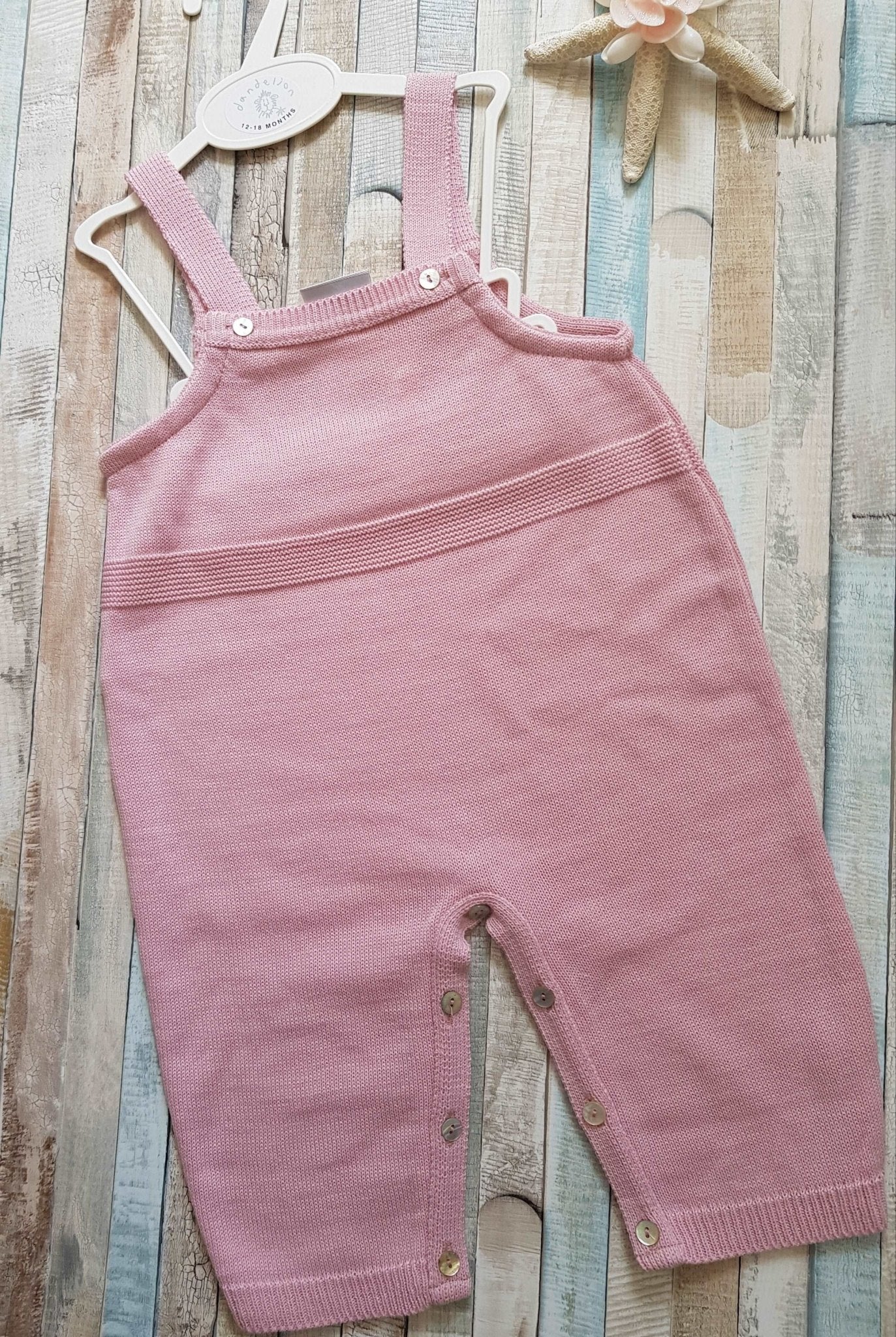 Baby Girls Plain Dusky Pink Dungaree