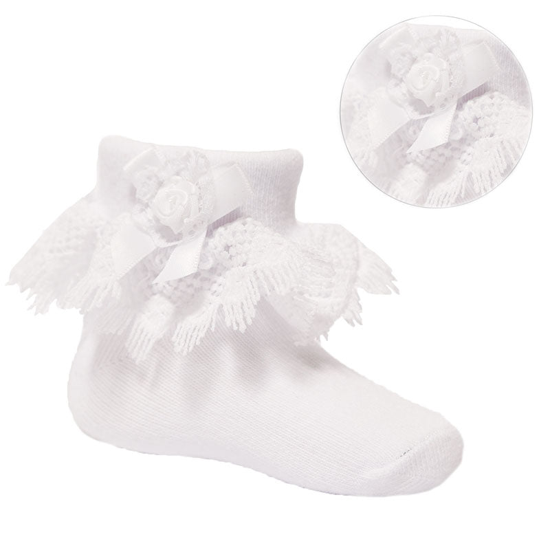 Baby Girls Rose Lace White Socks - Nana B Baby & Childrenswear Boutique