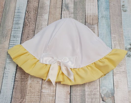 Baby Girls White And Lemon Sun Hat - Nana B Baby & Childrenswear Boutique