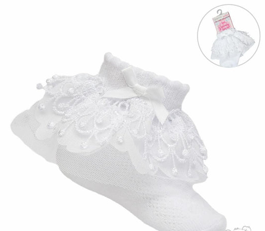Baby Girls White Bell Lace frilly Socks - Nana B Baby & Childrenswear Boutique