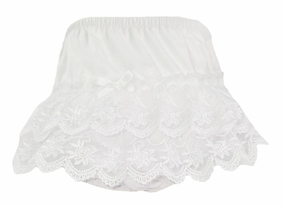Baby Girls White Floral Lace Frilly Pants - Nana B Baby & Childrenswear Boutique