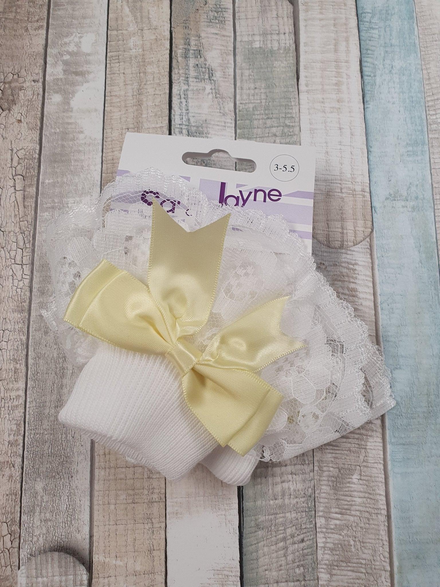 Baby Girls White Frilly Socks With Lemon Ribbon - Nana B Baby & Childrenswear Boutique