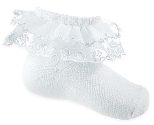 Baby Girls White Organza Lace Frilly Ankle Socks - Nana B Baby & Childrenswear Boutique