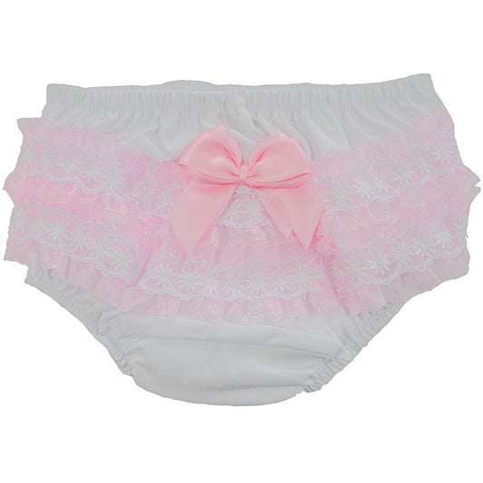 Baby Girls White & Pink Frilly Pants - Nana B Baby & Childrenswear Boutique