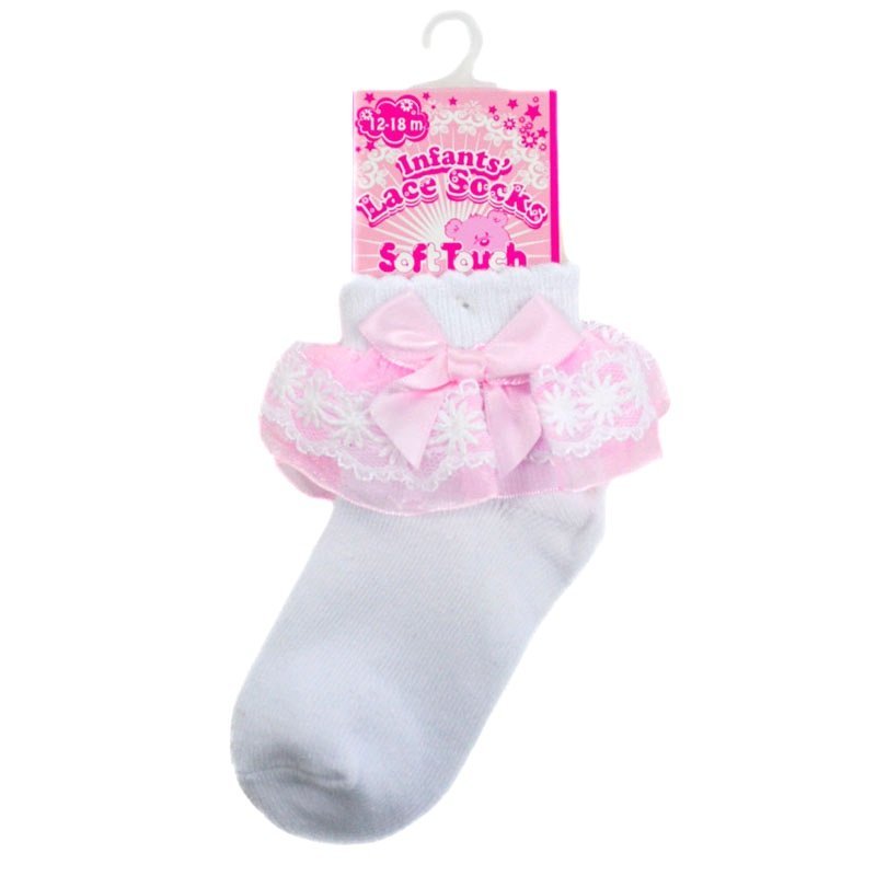 Baby Girls White & Pink Lace Ankle Socks - Nana B Baby & Childrenswear Boutique