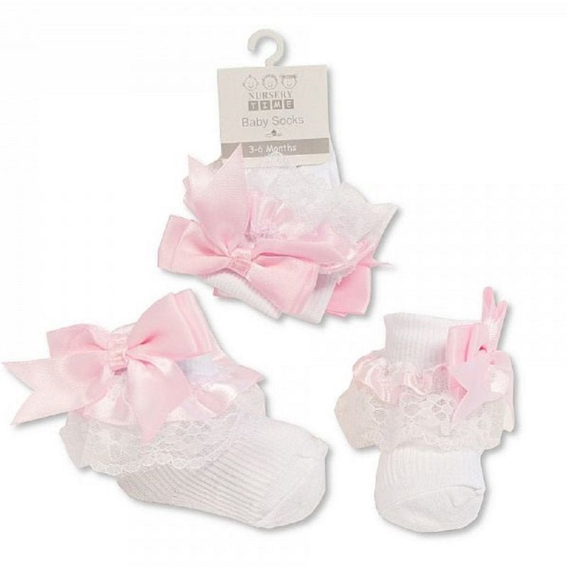 Baby Girls White & Pink Lace Socks - Nana B Baby & Childrenswear Boutique