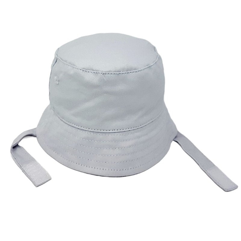 Baby Silver Cotton Bucket Hat With Chin Strap - Nana B Baby & Childrenswear Boutique