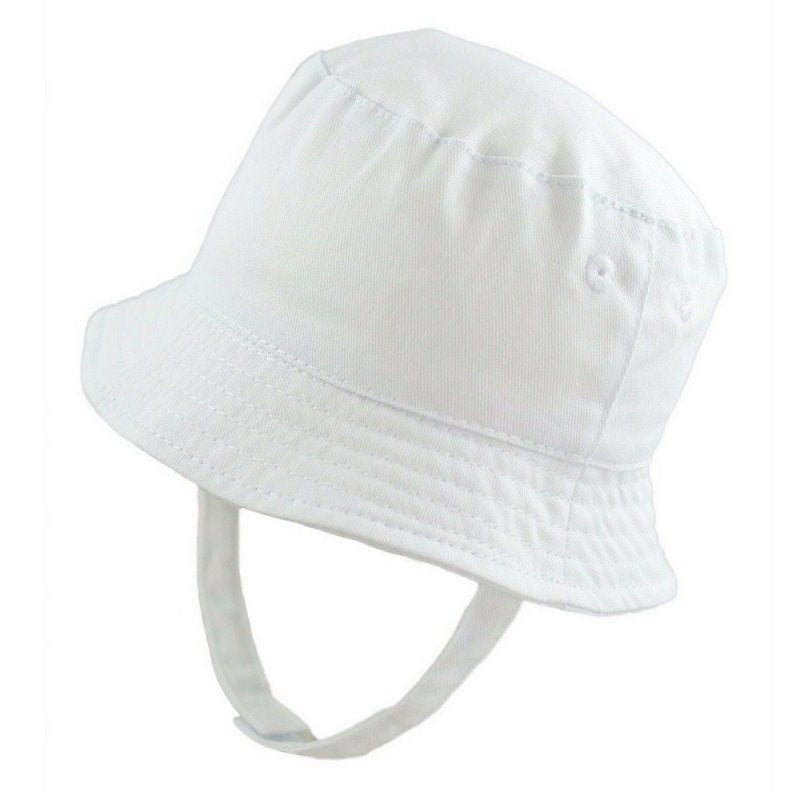 Baby White Cotton Bucket Hat With Chin Strap - Nana B Baby & Childrenswear Boutique