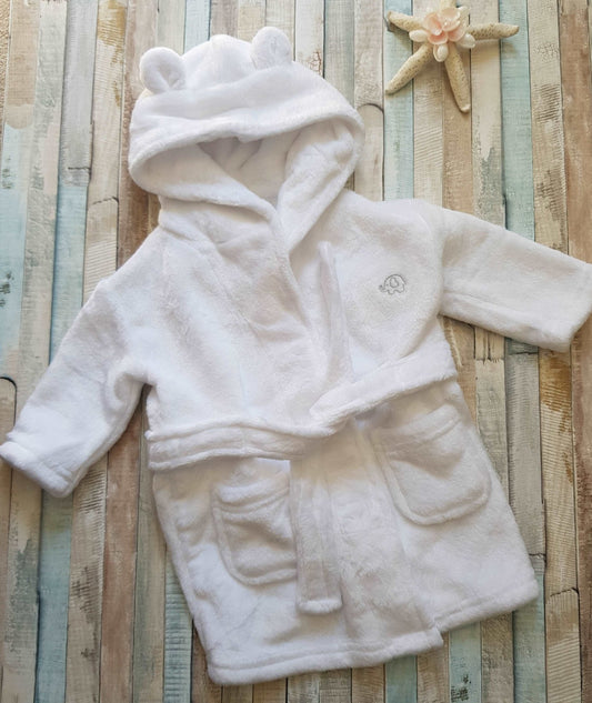 Baby White Hooded Dressing Gown - Nana B Baby & Childrenswear Boutique