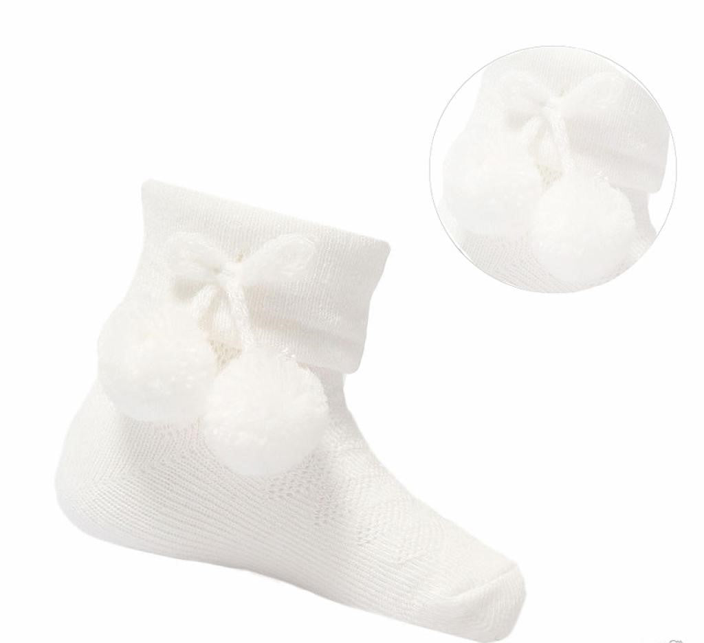 Baby White Pom Pom Ankle Socks - Nana B Baby & Childrenswear Boutique