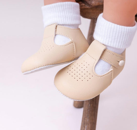 Beige Dimple Baby Pram Shoe - Nana B Baby & Childrenswear Boutique