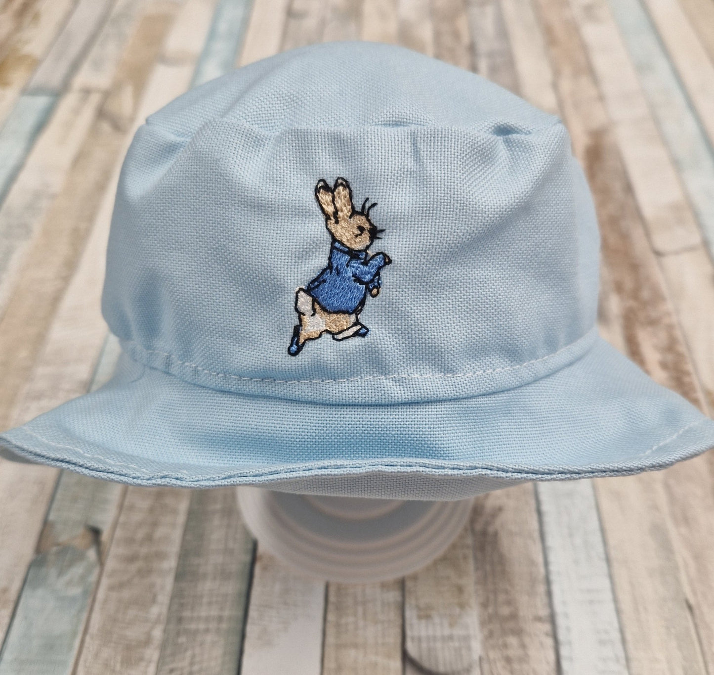 Blue Baby Cotton Bucket Hat With Embroidered Blue Rabbit - Nana B Baby & Childrenswear Boutique