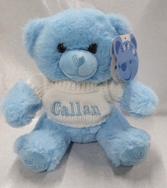 Blue Soft Teddy With Personalised Jumper - Nana B Baby & Childrenswear Boutique