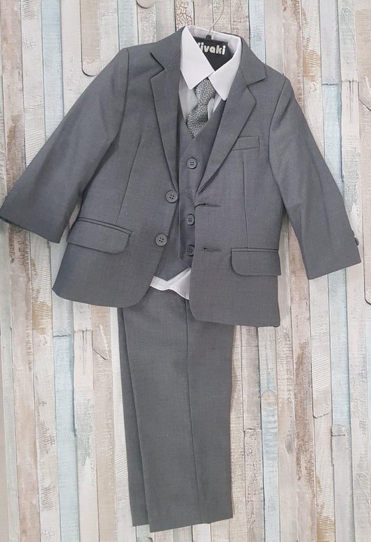 Boys 5 Vivaki Grey Piece Suit - Nana B Baby & Childrenswear Boutique