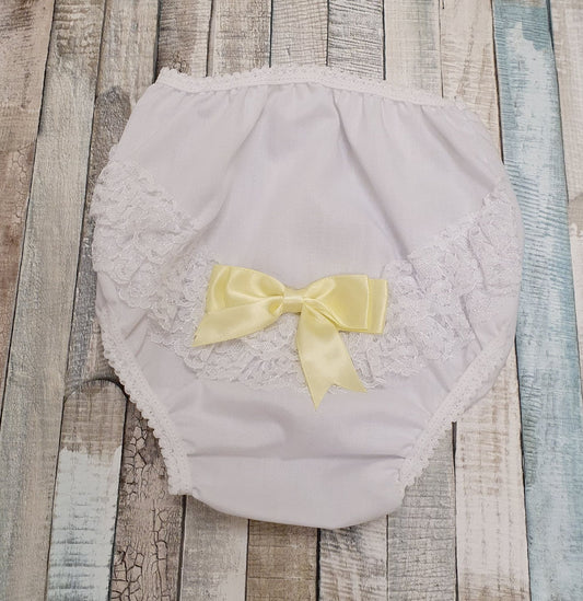 Frilly White Baby Pants With Lemon Bow - Nana B Baby & Childrenswear Boutique