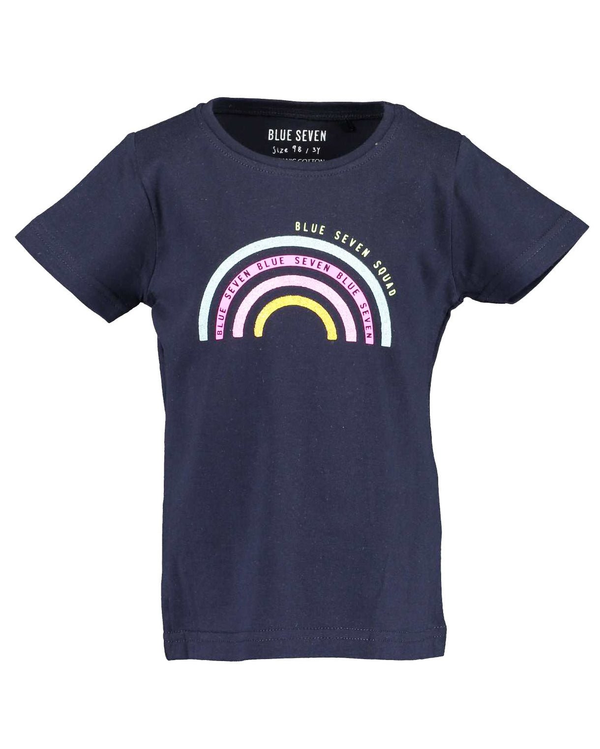 Girls Navy Rainbow T Shirt - Nana B Baby & Childrenswear Boutique