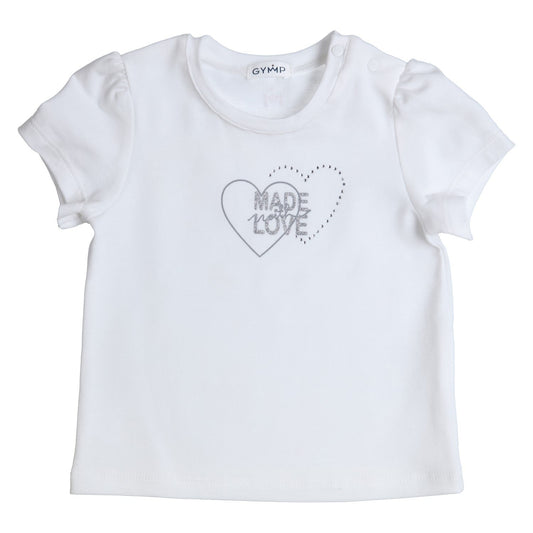 Girls Super Soft White "Made With Love" T Shirt - Nana B Baby & Childrenswear Boutique