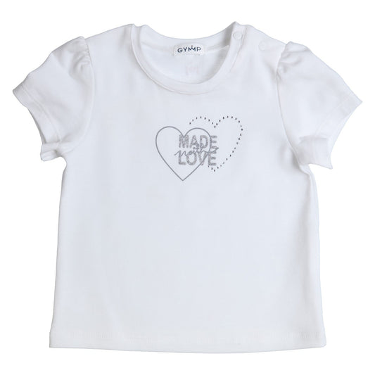 Girls Super Soft White "Made With Love" T Shirt - Nana B Baby & Childrenswear Boutique
