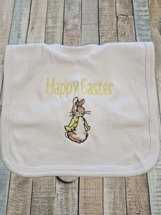 Happy Easter Baby Bib With Rabbit - Nana B Baby & Childrenswear Boutique
