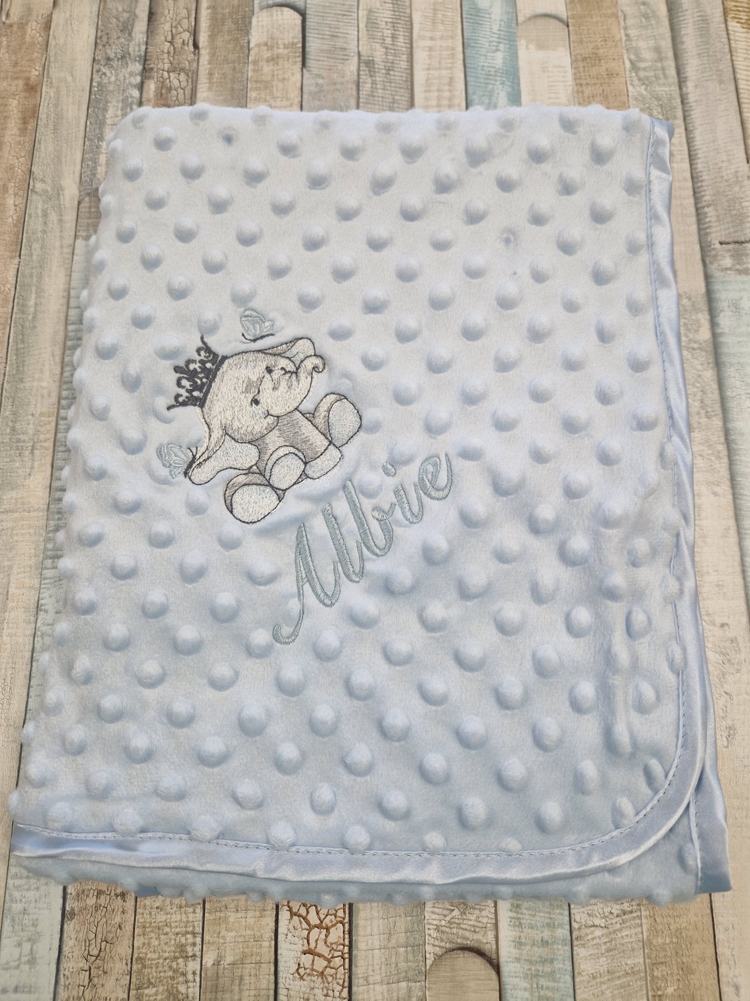 Personalised Blue Elephant Design Soft Dimple Wrap - Nana B Baby & Childrenswear Boutique