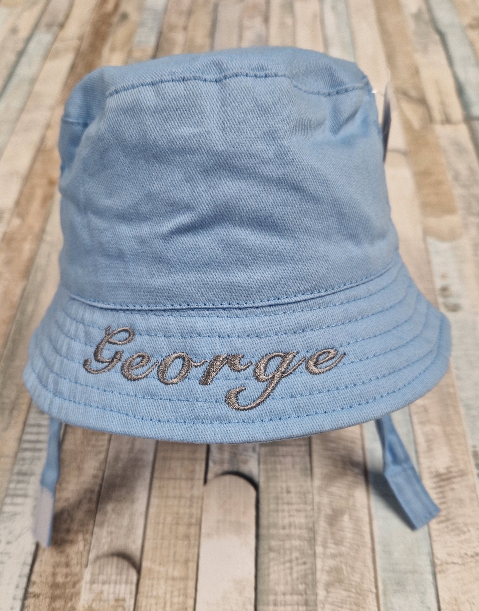 Personalised Boys Blue Bucket Hat With Chin Strap - Nana B Baby & Childrenswear Boutique