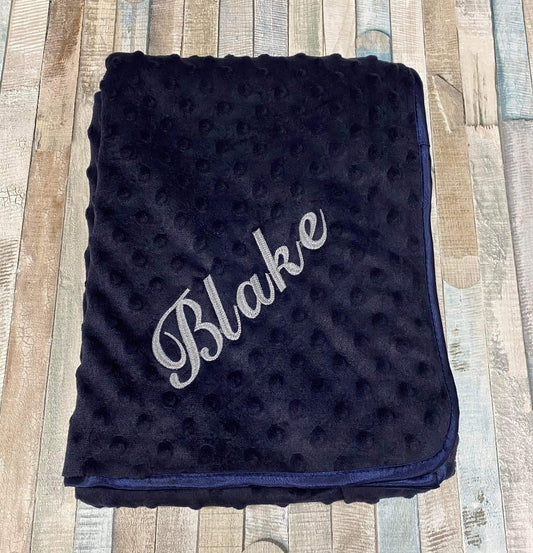 Personalised Navy Dimple Baby Wrap/Blanket - Nana B Baby & Childrenswear Boutique