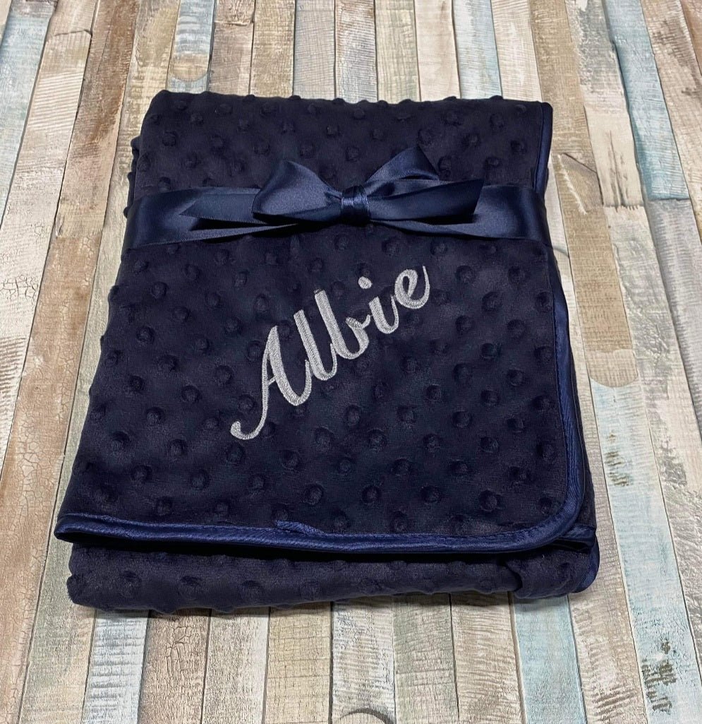 Personalised Navy Dimple Baby Wrap/Blanket - Nana B Baby & Childrenswear Boutique
