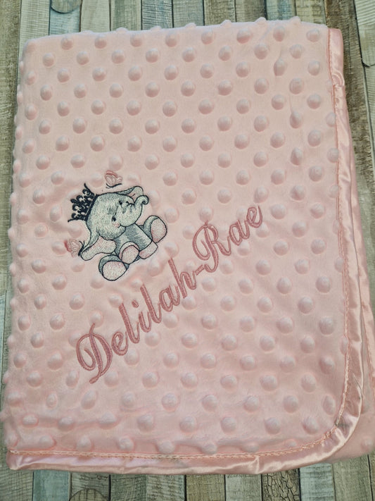 Personalised Pink Elephant Design Soft Dimple Wrap - Nana B Baby & Childrenswear Boutique